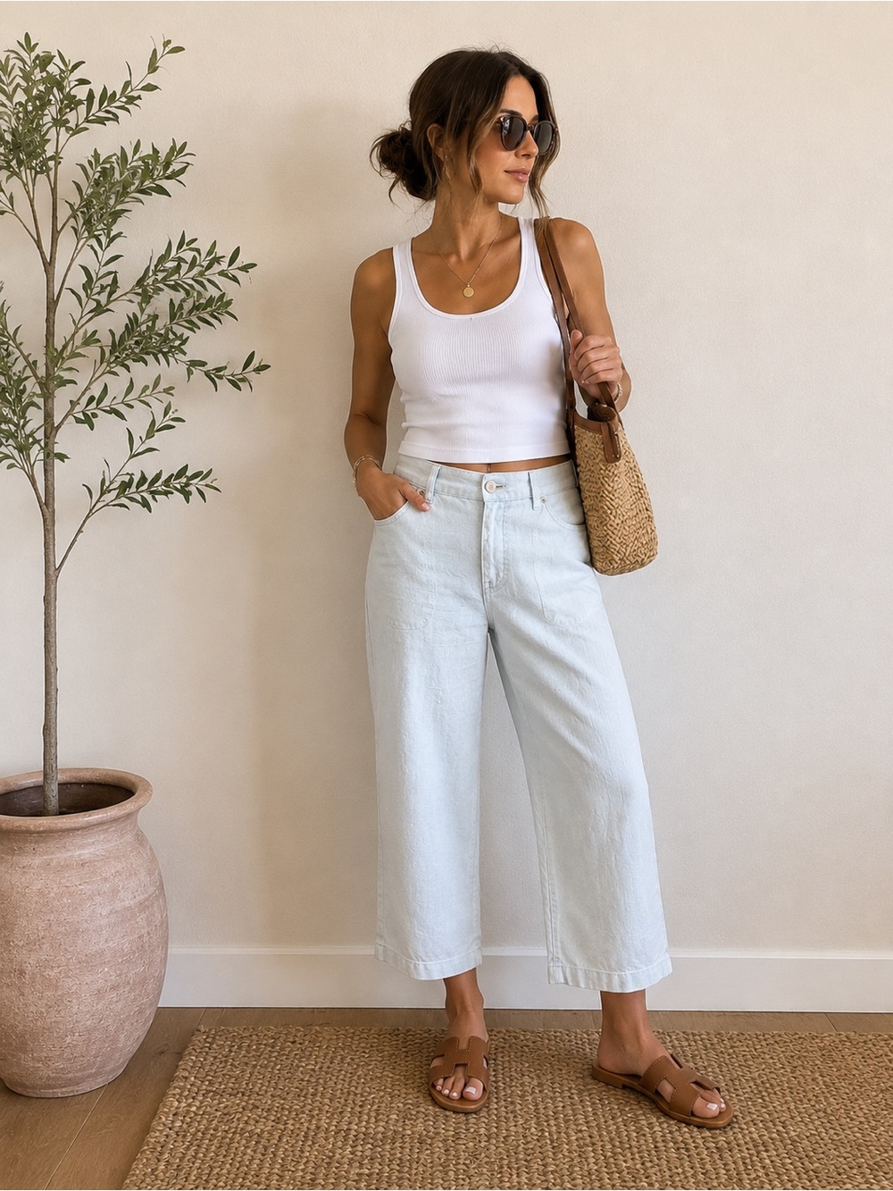 Ralph Lauren 100% Linen Cropped Straight Leg Pants Size 12